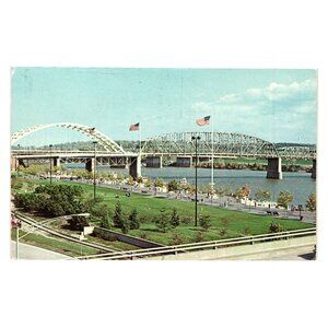 Vintage 1983 Yeatmans Cove Cincinnati Ohio Postcard Bridges Tourism Roadside